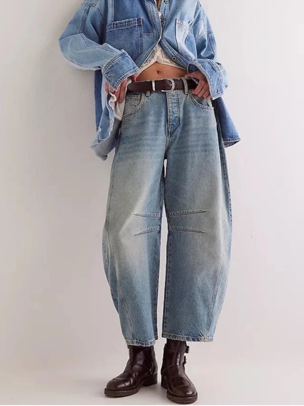 NWOT We The Free Good Luck Mid-Rise Barrel Jeans #3378